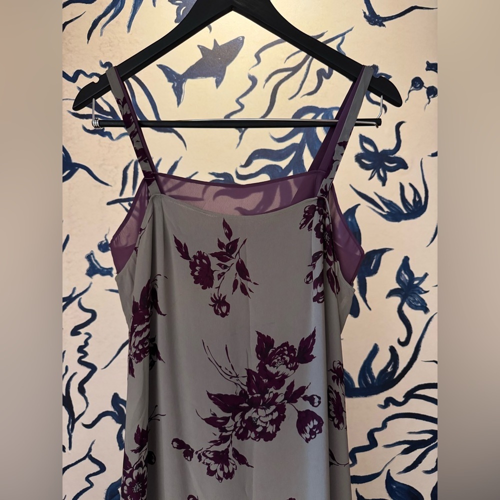 2000s Y2K Vintage INC International Concepts Floral Purple and Gray Dress Size 8 - Picture 2 of 4